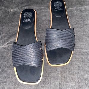 Worn once - Vince Camuto slip on black sandals